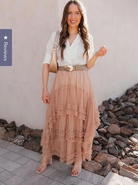 Krush Kandy Beige Ruffle Tulle Skirt Size Small